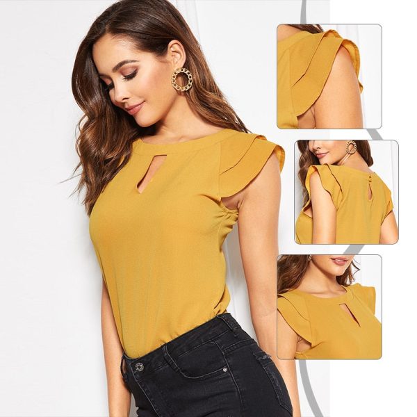 Cut Out Keyhole Elegant Blouse - Image 5
