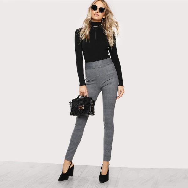 Plaid Elastic Waist Leggings