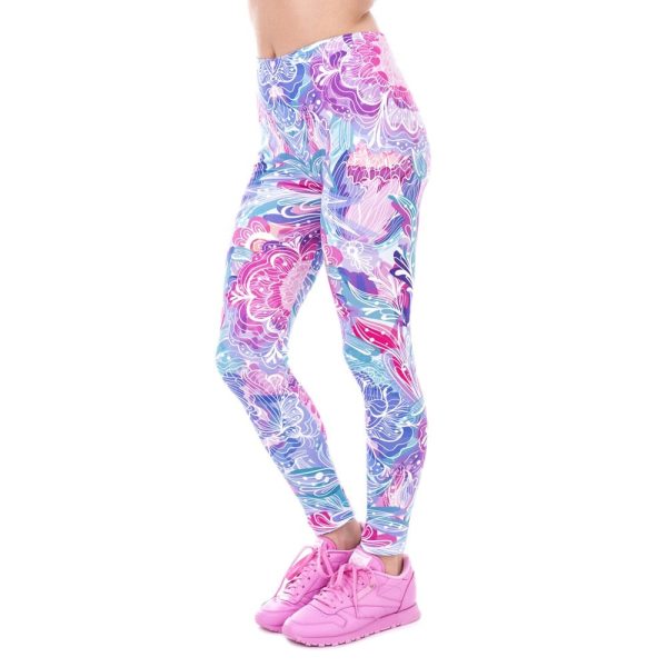 Fashion leggings Exotic Purple Flowers Printing - Image 4