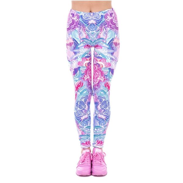 Fashion leggings Exotic Purple Flowers Printing - Image 6