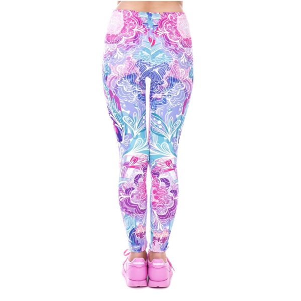 Fashion leggings Exotic Purple Flowers Printing - Image 5