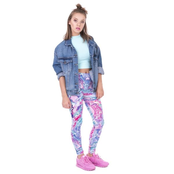 Fashion leggings Exotic Purple Flowers Printing