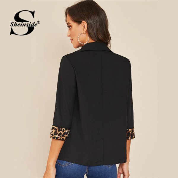 Casual Leopard Patchwork Blazer - Image 3