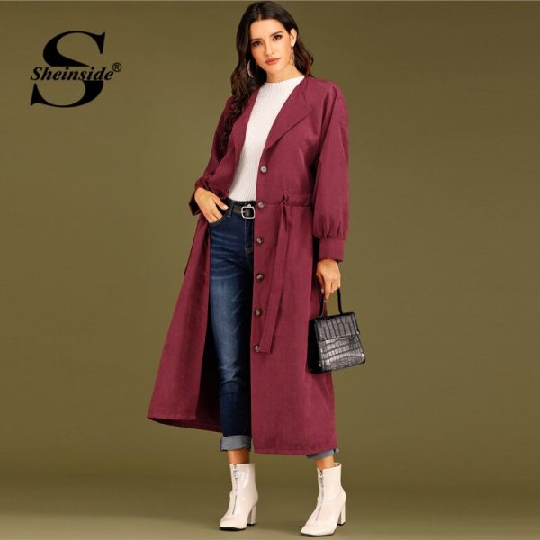 Elegant Single Breasted Drawstring Trench Coat - Image 3