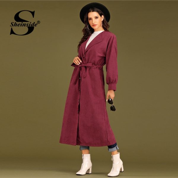 Elegant Single Breasted Drawstring Trench Coat - Image 2