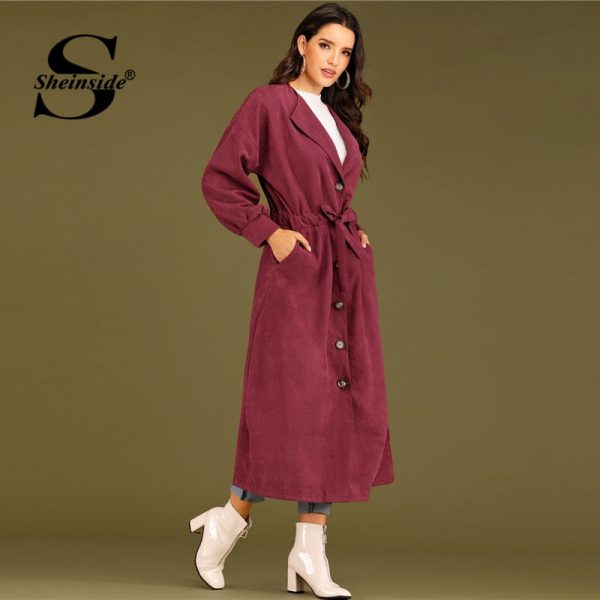 Elegant Single Breasted Drawstring Trench Coat - Image 4