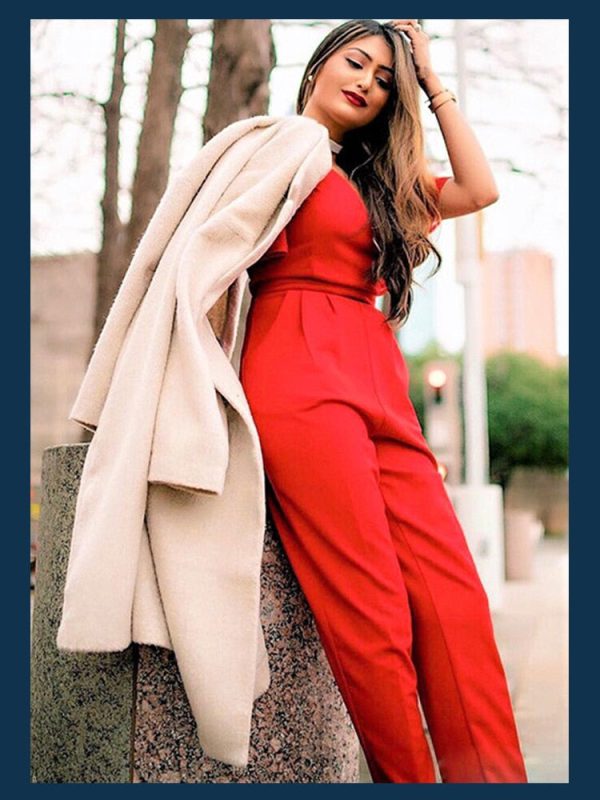 Slant Pocket Pleated Flutter Sleeve Jumpsuit - Image 6