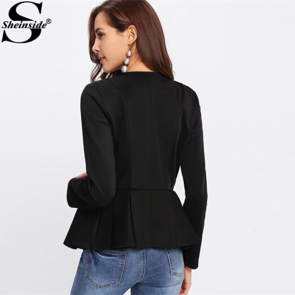 Pleated Peplum Jacket - Black - Image 3