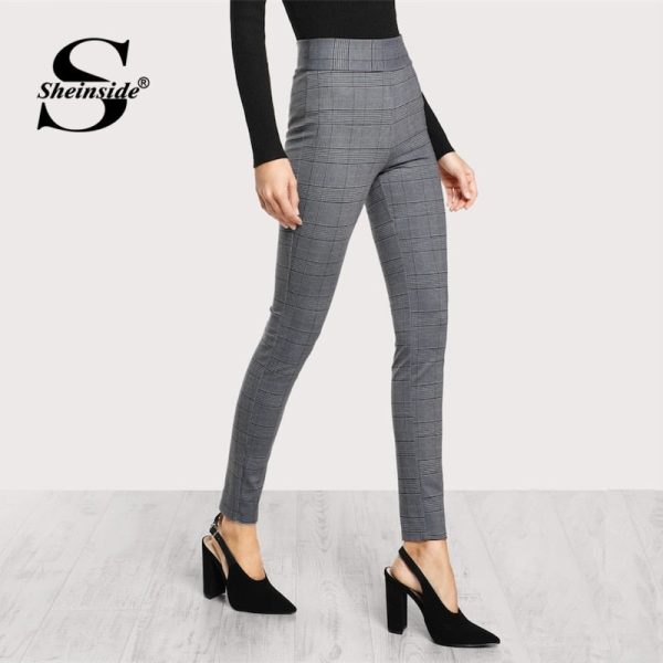 Plaid Elastic Waist Leggings - Image 3