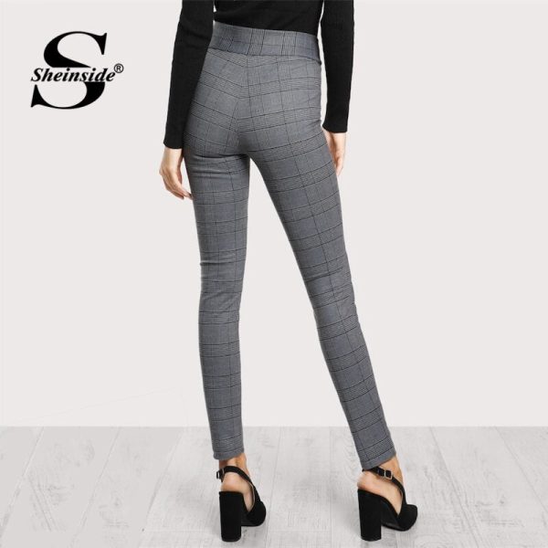 Plaid Elastic Waist Leggings - Image 4