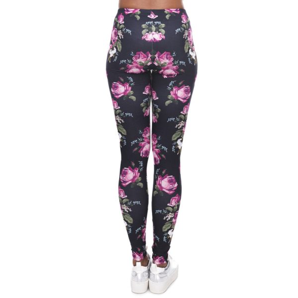 Leggings Retro Roses Printing Fitness - Image 3