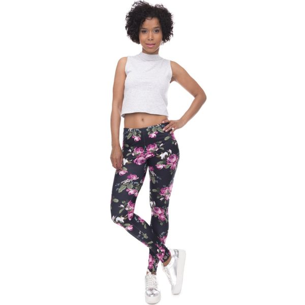 Leggings Retro Roses Printing Fitness - Image 4
