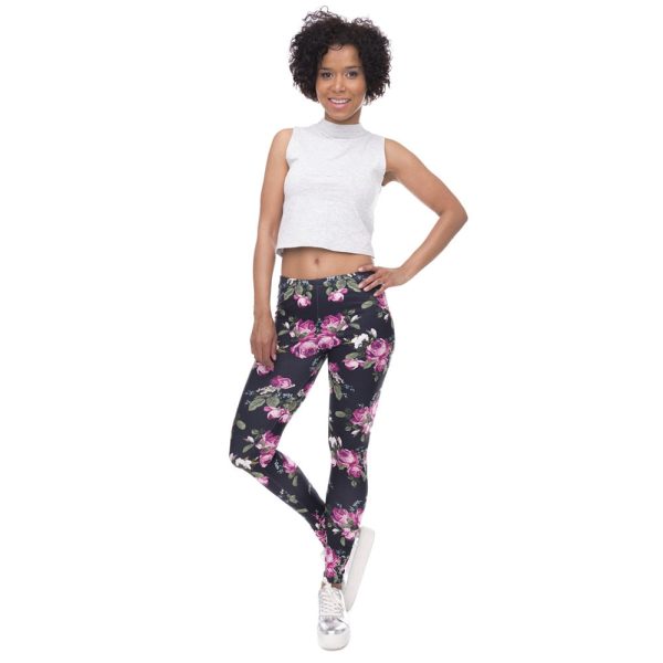 Leggings Retro Roses Printing Fitness - Image 5