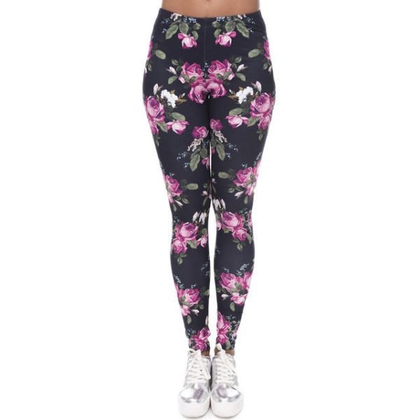 Leggings Retro Roses Printing Fitness - Image 2